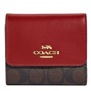 Coach Red and Brown Bi-Fold Wallet